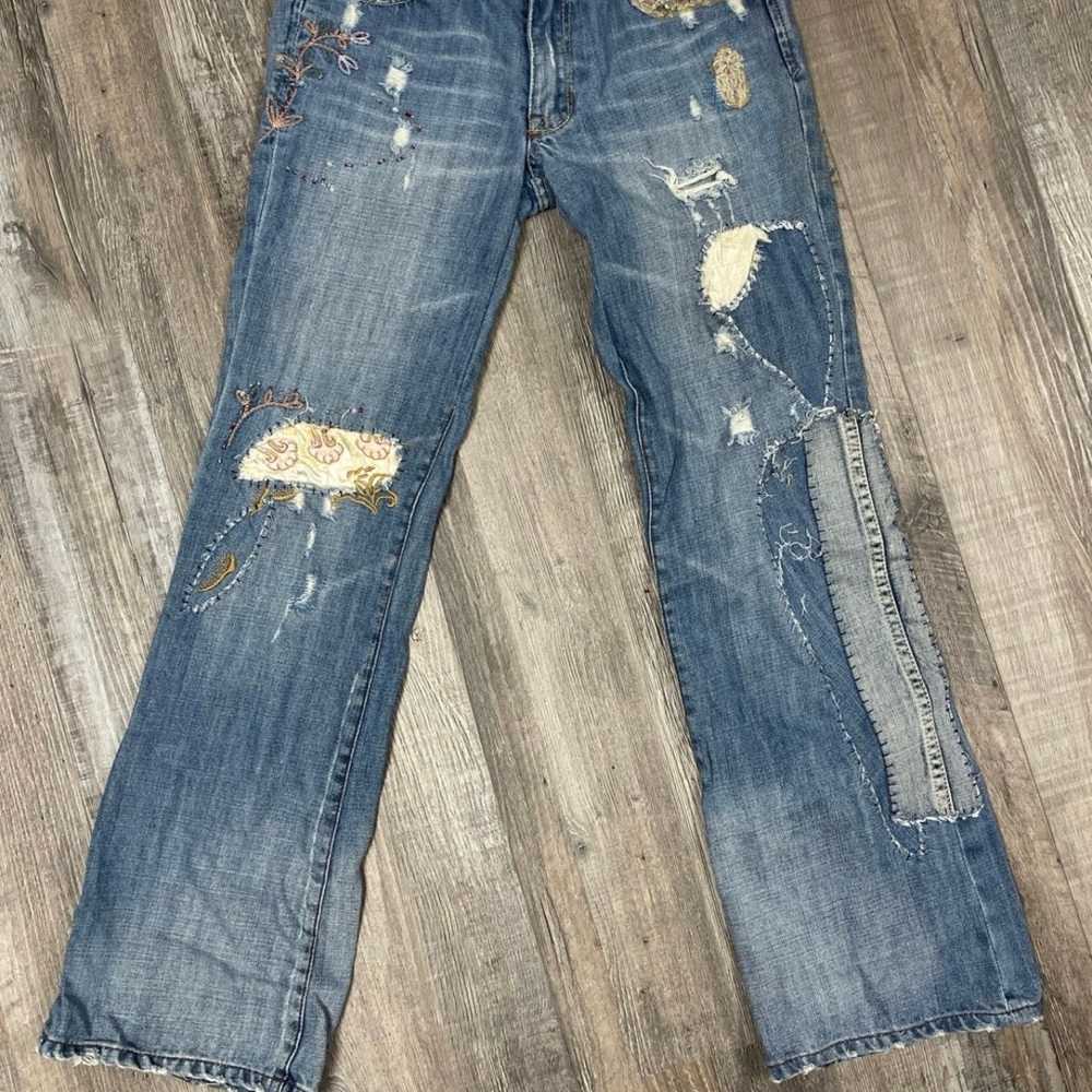 Abercrombie & Vintage Ezra fitch 26 bling patchwork jeans women’s